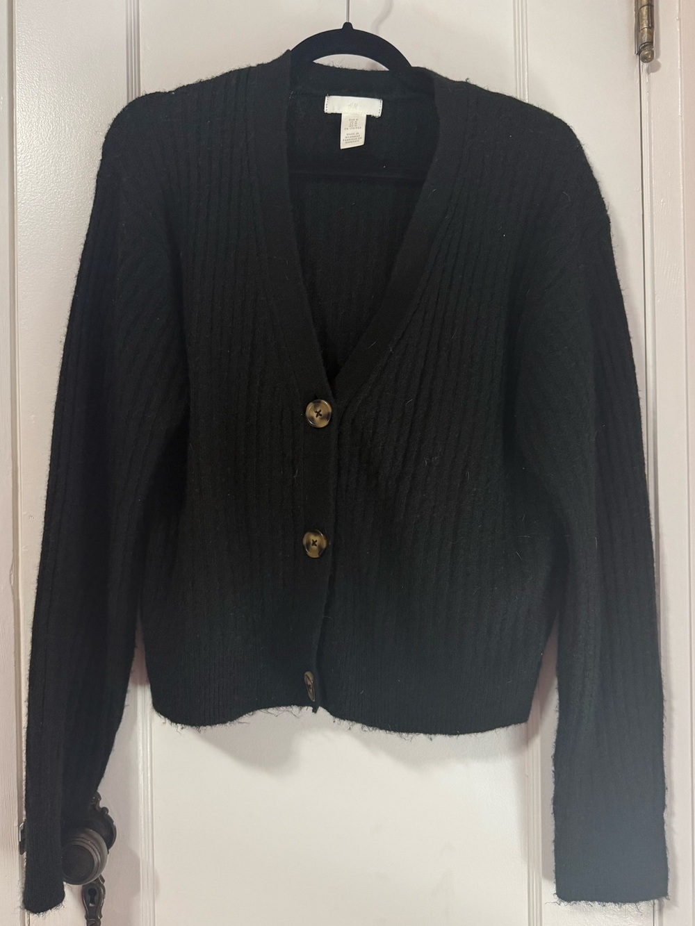 Classic Black V-Neck Knit Cardigan